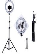 Resim KGT Ring Fill Light Led 10 Inç 2.1 Mt Youtuber Oda Çekimleri Makyaj Selfie Halka Sürekli Beyaz Sarı 