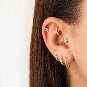 Resim Cherry By Özkonak Ucu Taşlı Lotus Motifli Tragus Piercing Sarı 
