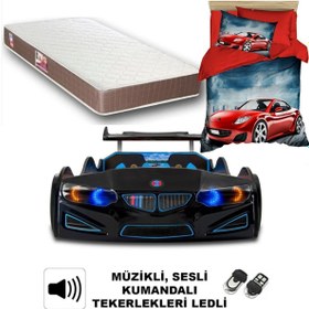 Resim supercarbeds Bmw - Full - Arabalı Yatak Araba Karyola - Ortapedik Yatak + 3d Nevresim 