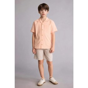 Resim DeFacto Regular Fit Apaş Yaka Poplin Kısa Kollu Gömlek Erkek Çocuk H5738A826HS 
