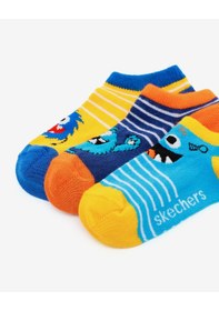 Resim Skechers 3'lü Paket Funny Feet Bilekli Çorap Büyük Erkek Çocuk Sarı-mavi-lacivert Sk2520131-3474 