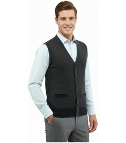 Resim Erkek Düğmeli Yelek Cepli Çelik Örgü Klasik Kalıp 5208l Bgl-st04964 Lacivert 