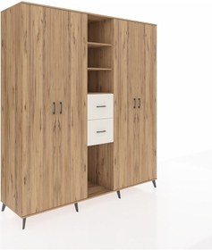 Resim Kronos Dolap 15 Raflı 2 Çekmeceli 4 Kapaklı 220x59x243 Çam-çam/aytaşı Atlas Çam/aytası - Atlas Çam 