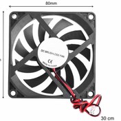 Resim Genel Markalar Dc 12v Fan 80x80mm 8010 8x8cm Sessiz 2 Pin Fırçasız Soğutma Fanı Kuluçka Ekran Kartı Cooler 