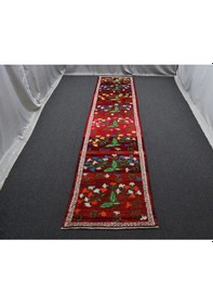 Resim Zehra Abla Halı Yeni El Dokuma Çiçekli Kırmızı Herki Yolluk Bukleli Pamuklu Yün Halı 5863 Renkli 