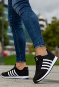 Resim BOUIS Erkek Siyah Çizgili Casual Rahat Yumuşak Tabanlı Konforlu Bağcıklı Sneaker Spor Ayakkabı 