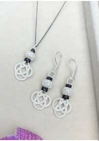 Resim Gümüş Kazaziye Şems Düğümü Kolye Küpe Set - Set09 