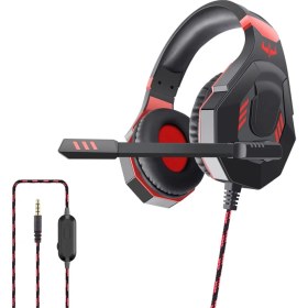 Resim Digital Computer Home Ovleng OV-P30 Ergonomik Tasarım E-Spor Oyuncu Kulaklığı 3.5mm Kablolu Döner Mikrofonlu Kulak Üstü Kulaklık-Siyah/kırmızı (Yurt Dışından) 
