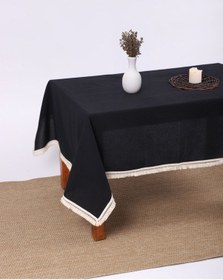 Resim Dnc Home Tekstil Premium Siyah Keten Pasalı Masa Örtüsü 001 