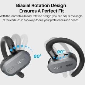 Resim Tozo Çok Açılı Hafif True Open Ear Kablosuz Kulaklıklar Dark Black 