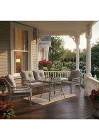 Resim Capri Swing Pisa İkili Rattan Bahçe Balkon Oturma Grubu Beyaz 752 