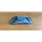 Resim Sumerian Leather Craft Deri Gözlük Kılıfı Mavi + Anahtarlık 