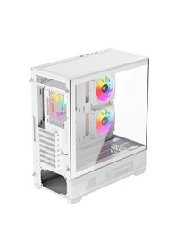 Resim CF925 Temperli Cam Gaming Oyuncu Kasası 3 Ledli Fanlı Beyaz - Kumandalı ve Modüllü ITX M-ATX ATX E-ATX Uyumlu 