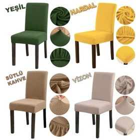 Resim Bambu Nano Kumaş Likralı Yıkanabilir 6'Lı Sandalye Kılıfı 