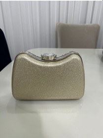 Resim Öznora Yüzük Detaylı Taşlı Amanda Abiye El Çanta Altın 