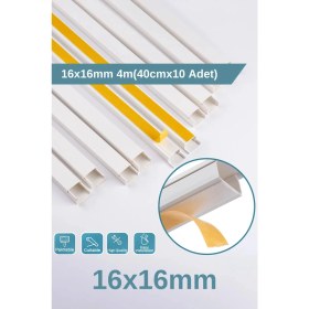 Resim Odta 4 Metre (16X16MM) Kedinden Yapışkanlı Kablo Kanalı | 4m (10 Adet x 40CM) Kablo Gizleyici 