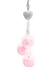 Resim Pembe Peluş Toplar Canlı Araba Asılı Kolye Köpüklü Yapay Elmas Tasarımı 