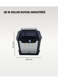 Resim 28w Dekoratif Çift Ampullü Solar Aplik 3200k Sarı Işık 1 ADET 