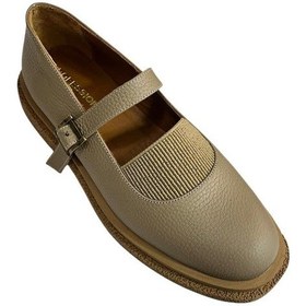 Resim Tufan Shoes Bej Hakiki Deri Üst Kısmı Lastikli Babet Bej 