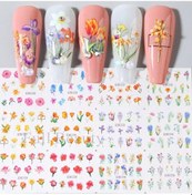 Resim 12'li Tasarım Beyaz Papatya Su Çivi Çıkartmalar Yaz Çiçek Su Çıkartmaları Suluboya Yapraklar Pembe Çiçek Tırnak Dövmeler Kaydırıcı Dekor Kırmızı 