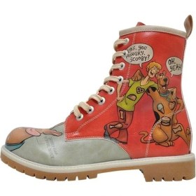 Resim Kadın Vegan Deri Kırmızı Uzun Bot - Warner Bros Hungry Doo Scooby Doo Tasarım 