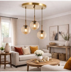 Resim Tt604-3y-fullesk Tt Ayd. Eskitme Kaplama 3 Lü Tijli Glop Avize Eskitme - Bal Cam 