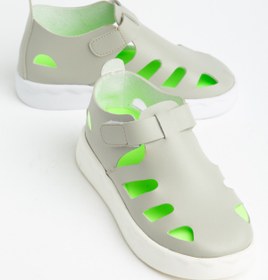 Resim Tonny Black Çocuk Unisex Gri Hafif Tabanlı Rahat Cırtlı Sandalet 