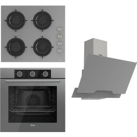 Resim Ferre Flowart Basıc Serisi XE62CPR - CS208 - D065 Gri Ankastre Set 