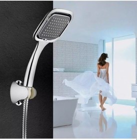Resim Duş Takımı Kare Krom Sürgülü Örgülü Spiralli 150 Cm Gümüş 