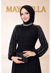 Resim Mayabella İşlemeli Abiye-20251311-mb3 Siyah 