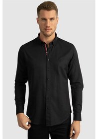 Resim Tudors Slim Fit Dar Kesim Uzun Kol Erkek Gömlek-23450 Lacivert 