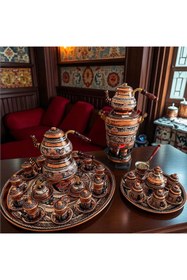 Resim BARITCIOGLU Mega Bakır Set Erzincan el yapımı mine işlemeli çeyizlik 