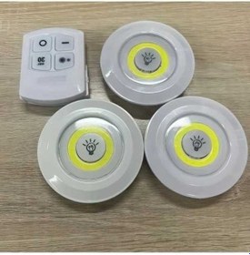 Resim Fastbuy Kablosuz Led Cob Gece Lambası Beyaz Işık, Uzaktan Kumanda, Modern Aydınlatma 3 Adet Beyaz Işık 