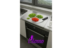 Resim Feyza Design Paslanmaz Çelik Tek Bükümlü Metal Tezgah Koruyucu Kesme Tahtası 30X40 cm 