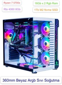 Resim RAMTECH Fairytale White Ryzen 7 5700x 32Gb Rgb Ram 4060 8Gb 1Tb M2 Nvme Beyaz Gaming Bilgisayar 