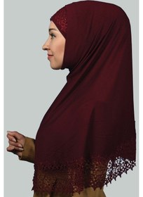 Resim Altobeh İkili Set Dantelli Pratik Eşarp Hazır Hijab Ve Tesettür Bonesi Xl Bordo 