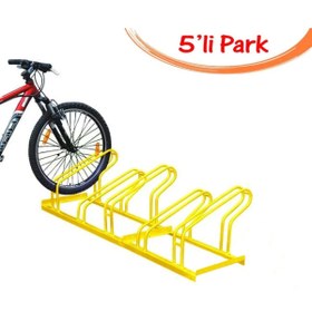 Resim İlgi Trafik Bisiklet Parkı Bisiklet Park Yeri Sistemleri Alanı Demiri Ayağı Sehpası 5'li 40x180 cm Sarı 