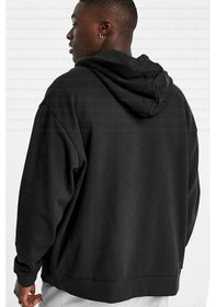 Resim Tarzsokak Erkek Ekru Kapüşonlu Fermuarlı 3 Üç İplik Polar Kanguru Oversize Salaş Sweatshirt Beyaz Siyah 