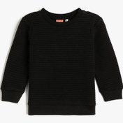 Resim Erkek Bebek Basic Sweatshirt Dokulu Bisiklet Yaka Pamuklu 