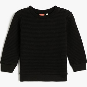 Resim Erkek Bebek Basic Sweatshirt Dokulu Bisiklet Yaka Pamuklu 