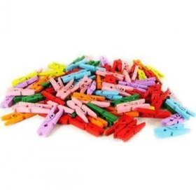 Resim Genel Markalar Küçük Renkli Mandal 25 Li Paket Mini Ahşap Mandal Fotoğraf Mandalı 2,5 Cm 