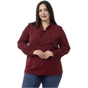 Resim Büyük Beden Yakada Pırıltı Detaylı Manşetli Bordo Bluz Bordo 