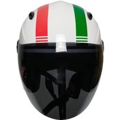 Resim Motoanl Motosiklet İtaly Yarım Siyah Cam Ce Sertifikalı Abs Material Kapalı Kask Beyaz 