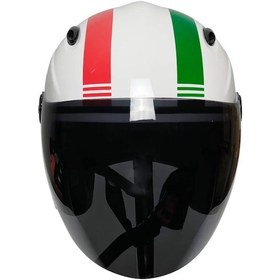 Resim Motoanl Motosiklet İtaly Yarım Siyah Cam Ce Sertifikalı Abs Material Kapalı Kask Beyaz 