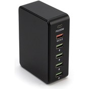 Resim 818pd Qc3.0 Pd 20w Hızlı Şarj İstasyonu 5 Usb + 1 Tip-c Telefon Tablet Masaüstü Şarj Cihazı Siyah 