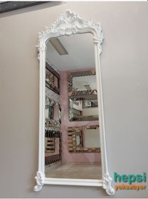 Resim Vintage Madam Model Varaklı Boy Aynası Beyaz 