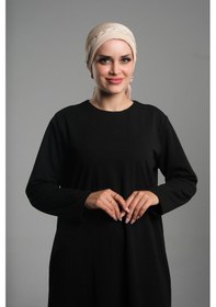 Resim Hürrem Bone Bej Pratik Hazır Geçmeli Tesettür Bone Fukuro Piliseli Örgülü Güllü 1823 12 Bej 