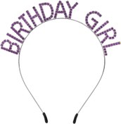 Resim NessiWorld Mor Renk Kristal Taşlı Parlak Birthday Girl Yazılı Taç 16x17 cm 
