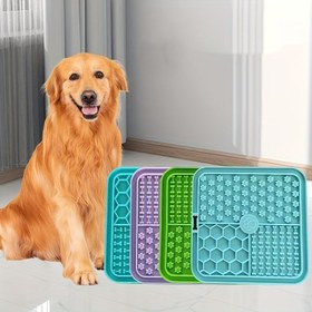 Resim Köpekler & Kediler için Vantuzlu Silikon Evcil Hayvan Yalama Matı - Anksiyete Rahatlatıcı, Bakım & Banyo Zamanı için Fıstık Ezmesi Dağıtıcı, Yavaş Yemlik, Yalama Matı, Yavaş Yemlik 