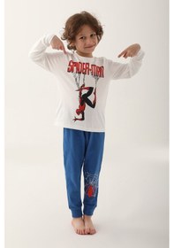 Resim Spiderman Krem Erkek Çocuk Uzun Kol Pijama Takım Krem 
